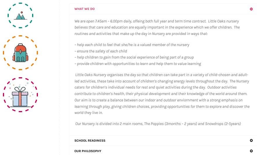 nursery school website design
